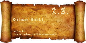 Kulman Betti névjegykártya